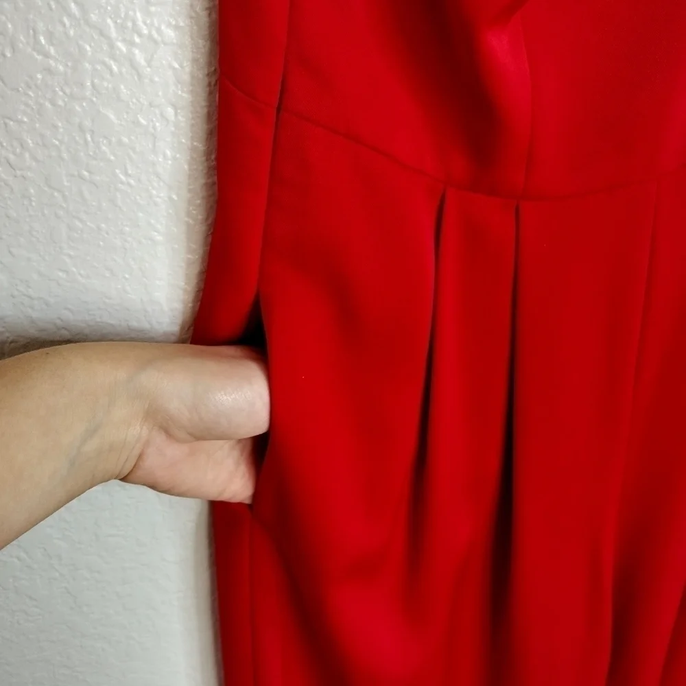 Gal Meets Glam Carmen Jumpsuit Red Bow One Shoulder Preppy Flowy Formal sz 00